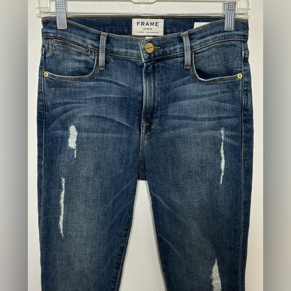 Frame Le High Skinny Distressed Step Hem Jeans - Picture 4 of 10